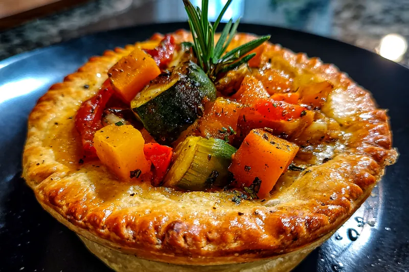 A colorful array of fresh vegetables for Autumn Vegetable Pot Pie Delight, including squash, green beans, and carrots.