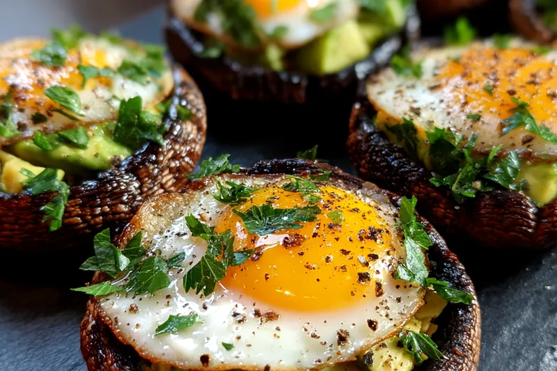 Fresh ingredients for Avocado Egg Mushroom Delight