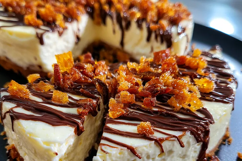 Fresh ingredients for Bacon Caramel Chocolate Cheesecake