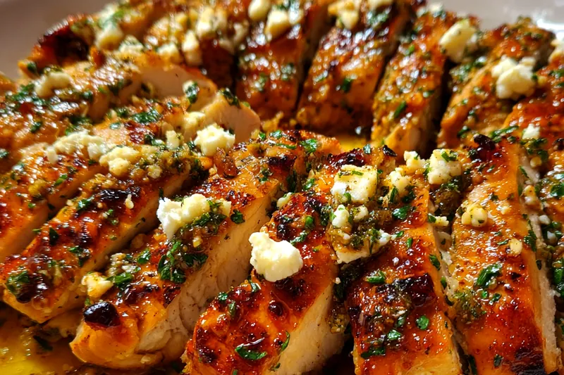 Cooking process for Herb Crusted Baked Chicken with Lemon Feta Sauce