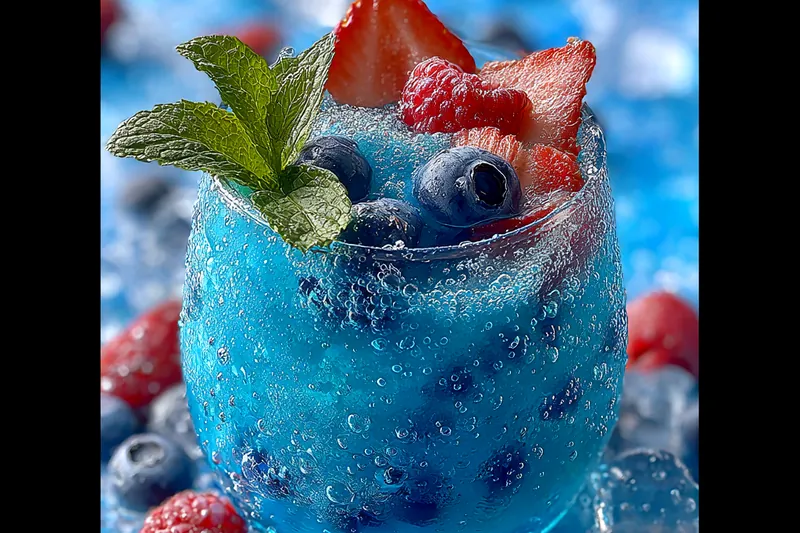 Fresh ingredients for Berry Mint Slush Drink