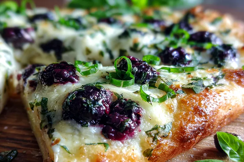 Cooking process for Blackberry Basil Gourmet Pizza