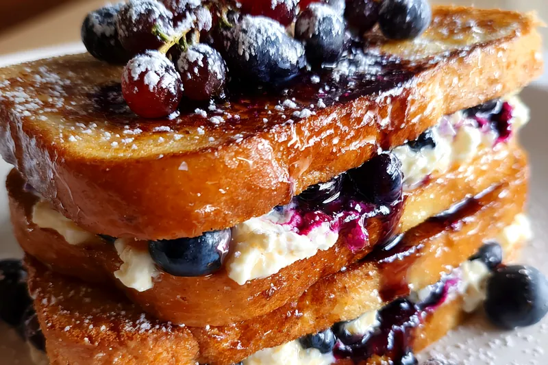 Cooking process for Blueberry Cream Toast Delight