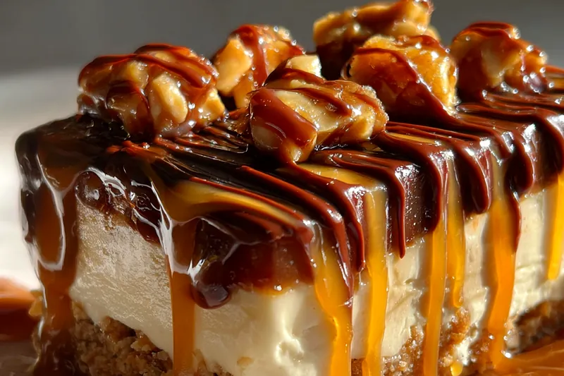 Cooking process for Caramel Chocolate Nut Cheesecake