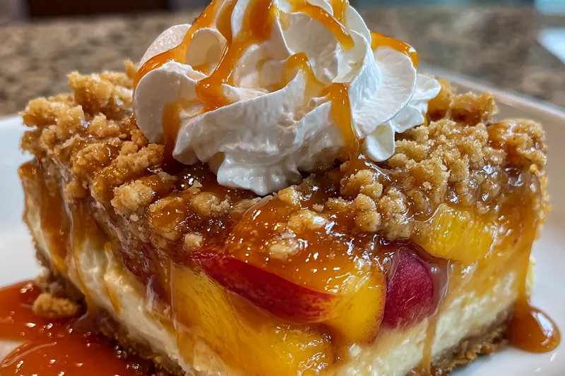 Cooking process for Caramel Peach Cheesecake Delight