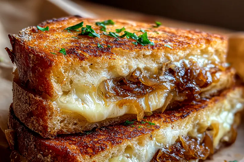 Cooking process for Caramelized Onion Grilled Cheese