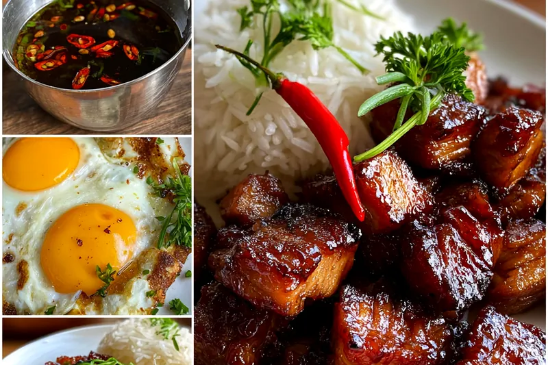 Fresh ingredients for Caramelized Pork with Rice
