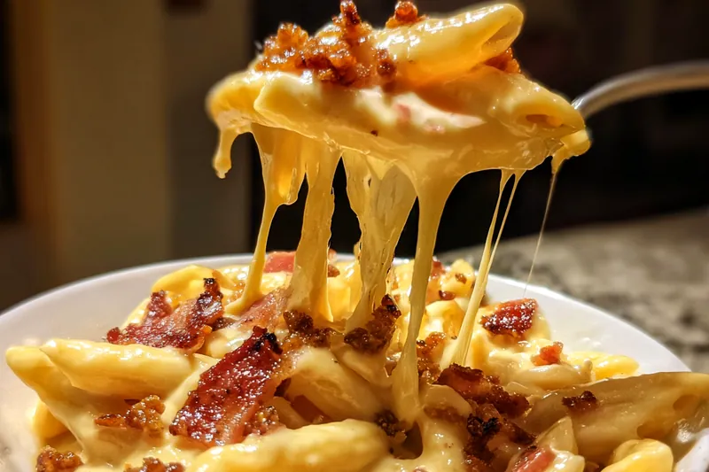 Fresh ingredients for Cheesy Bacon Pasta Delight