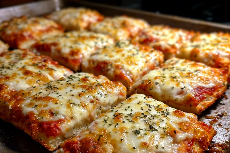 Cooking process for Cheesy Baked Pizza Squares
