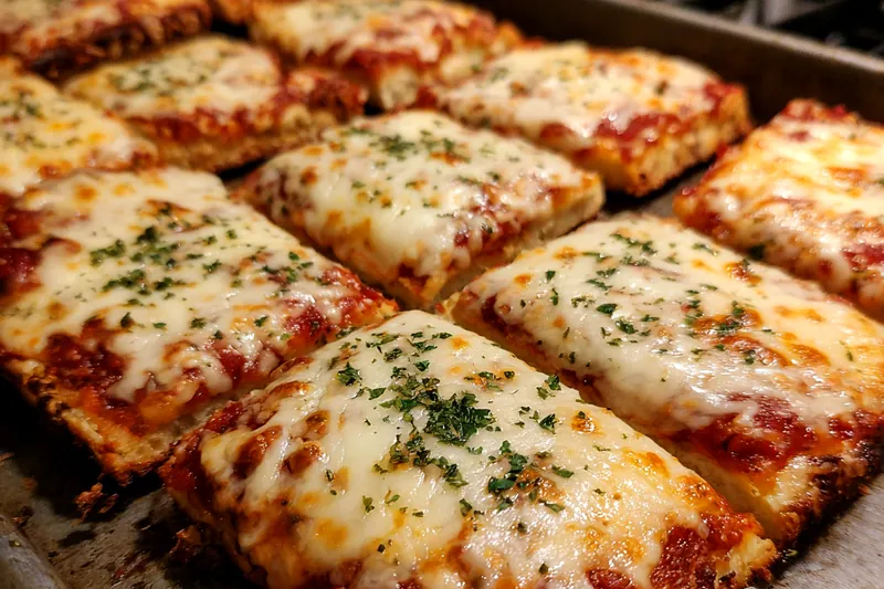Fresh ingredients for Cheesy Baked Pizza Squares