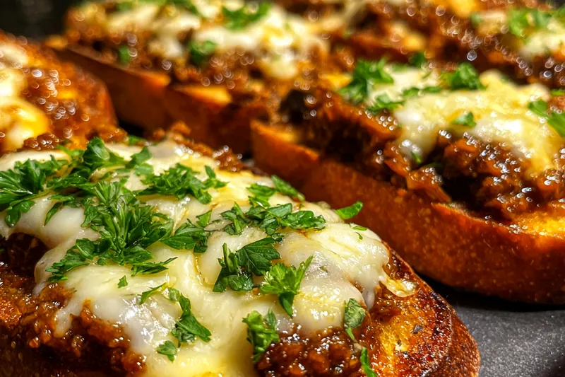 Fresh ingredients for Cheesy Beef Garlic Toast