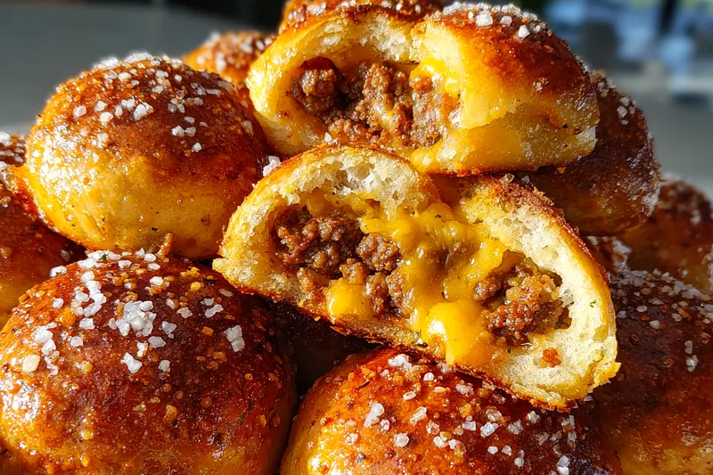 Cooking process for Cheesy Beef Pretzel Bites