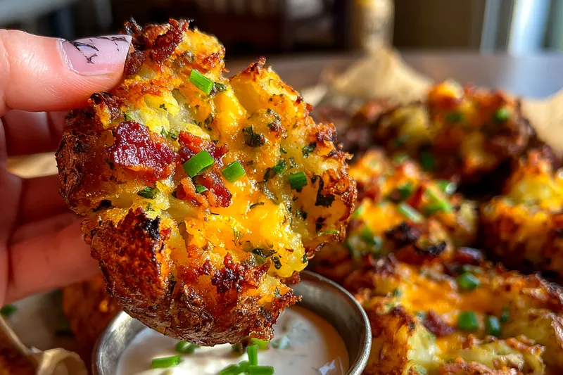 A colorful display of fresh ingredients for Cheesy Jalapeno Smashed Potatoes, including potatoes, cheese, jalapenos, and herbs.