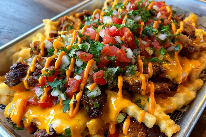 Cooking process for Cheesy Loaded Fries Extravaganza