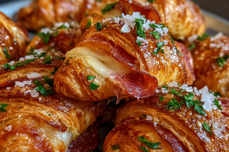 Cooking process for Cheesy Pepperoni Pastry Delight