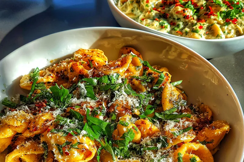 Cooking process for Cheesy Provolone Tortellini Delight