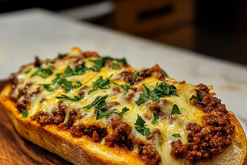 Ingredients for Savory Cheesy Sloppy Joe Delight arranged on a kitchen counter.