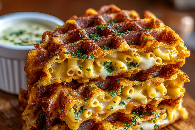 Cooking process for Cheesy Waffle Sandwiches