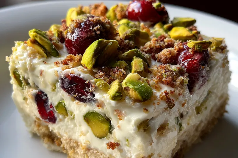 Fresh ingredients for Cherry Pistachio Cream Delight