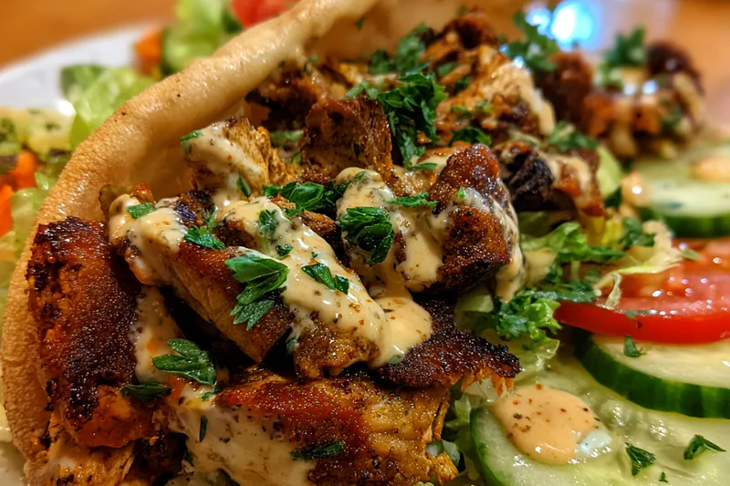 An assortment of fresh ingredients for making Flavorful Chicken Shawarma.