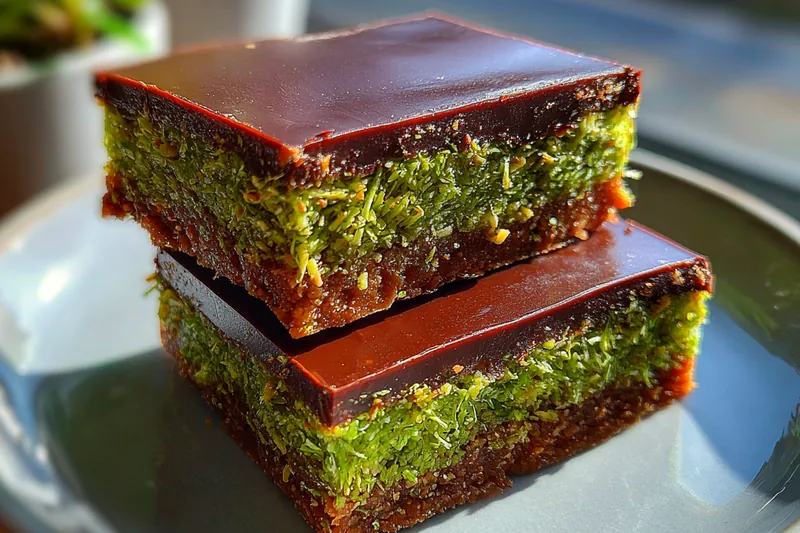 Fresh ingredients for Chocolate Green Layer Squares