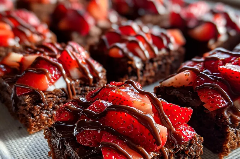 Cooking process for Chocolate Strawberry Brownie Squares