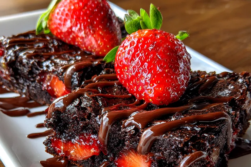 Fresh ingredients for Chocolate Strawberry Brownies