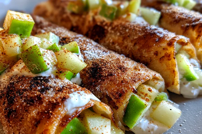 Cooking process for Cinnamon Apple Cheesecake Tacos