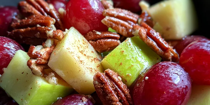 Delicious Cinnamon Apple Grape Salad served on a plate