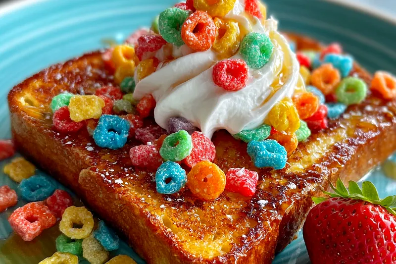 Fresh ingredients for Colorful Cereal French Toast