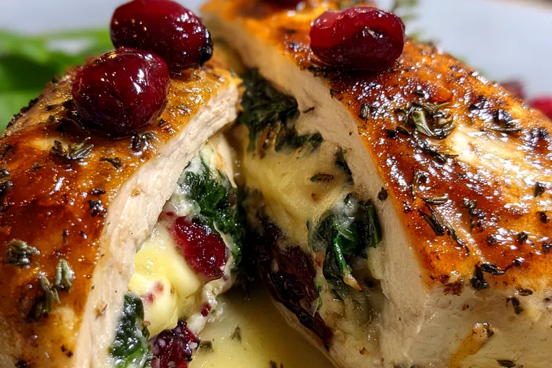 Fresh ingredients for Cranberry Spinach Brie Stuffed Chicken