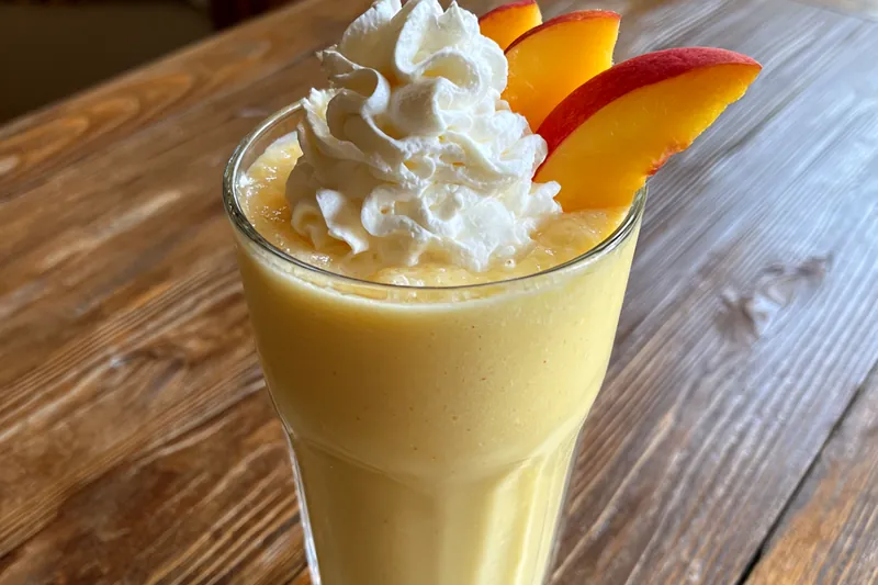 A vibrant display of ripe bananas and peaches ready for Creamy Banana Peach Delight.