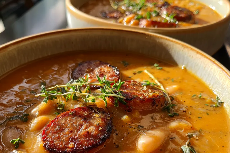 Cooking process for Creamy Bean Sausage Soup