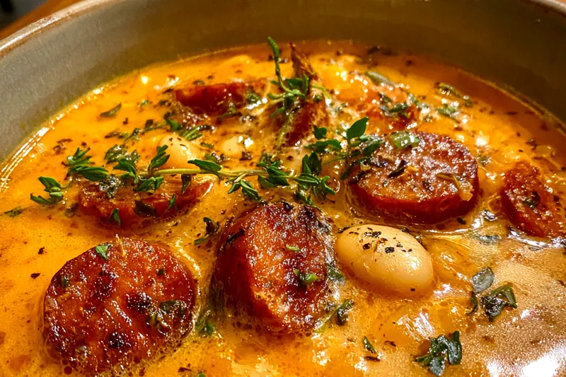 Fresh ingredients for Creamy Bean Sausage Soup