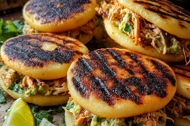 Cooking process for Creamy Chicken Avocado Arepas