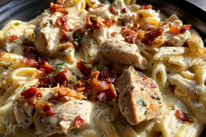 Fresh ingredients for Creamy Chicken Bacon Pasta