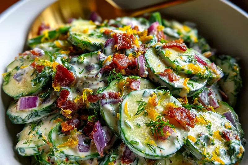 Cooking process for Creamy Cucumber Bacon Salad