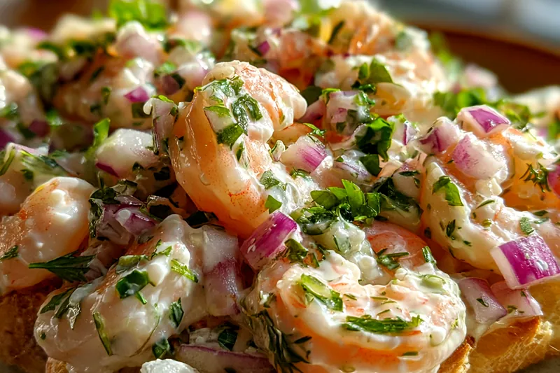 Cooking process for Creamy Herb Shrimp Salad