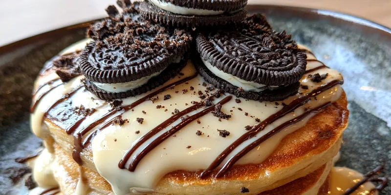 Creamy Oreo Pancake Stack