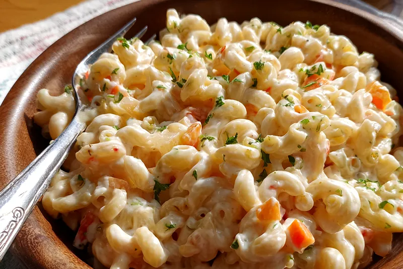 Cooking process for Creamy Pepper Macaroni Salad