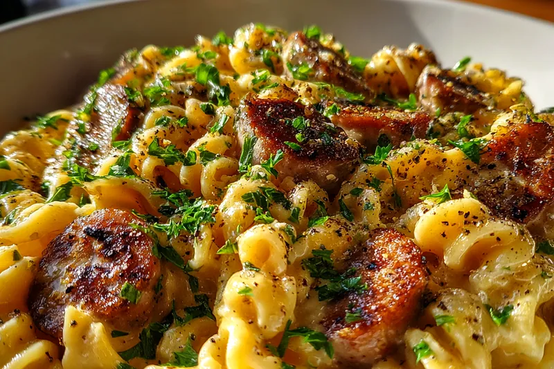 Fresh ingredients for Creamy Sausage Pasta Delight
