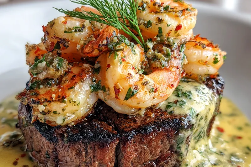 Cooking process for Creamy Surf and Turf Delight