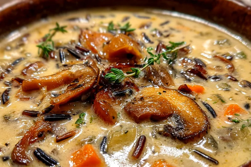Cooking process for Creamy Wild Rice Mushroom Soup
