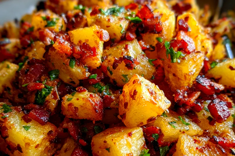 Cooking process for Crispy Bacon Potato Medley