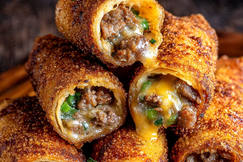 Cooking process for Crispy Beef Cheese Rolls