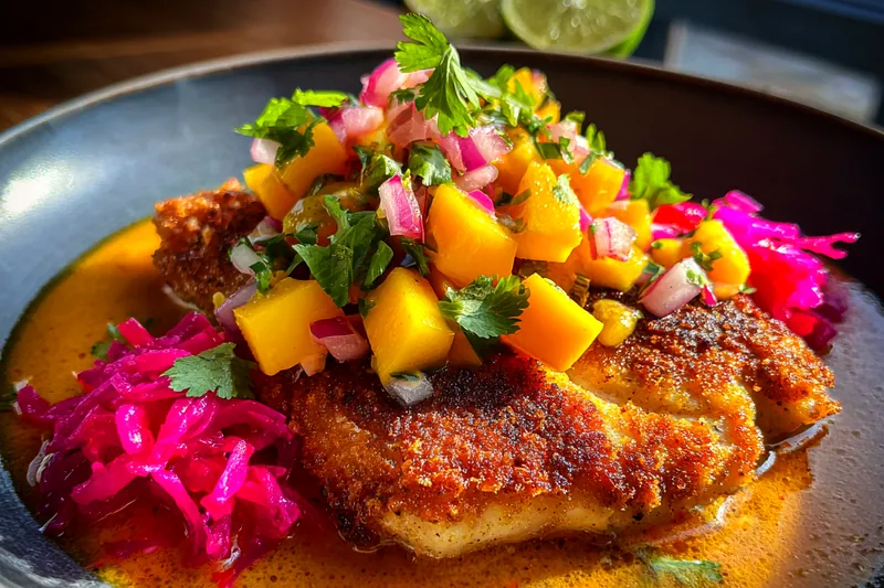 Cooking process for Crispy Fish with Mango