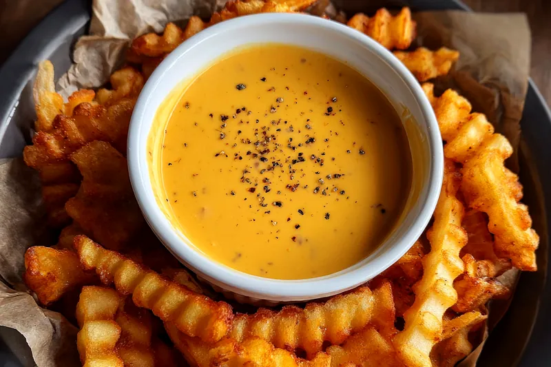 Cooking process for Crispy Fries with Spicy Sauce