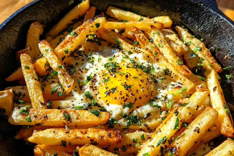 Fresh ingredients for Crispy Fries with Garlic Aioli