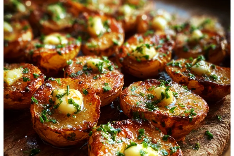 Cooking process for Crispy Garlic Butter Potatoes