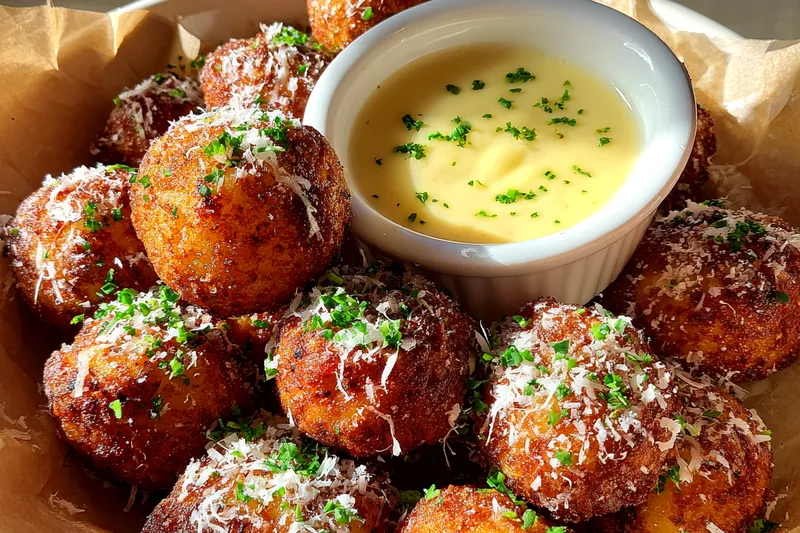 Fresh ingredients for Crispy Garlic Cheese Balls